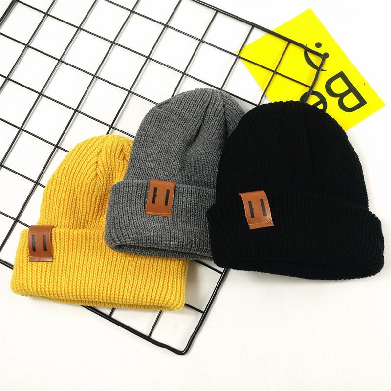 Solid Warm Skullies Beanie Caps Knitted Girls Winter Hats