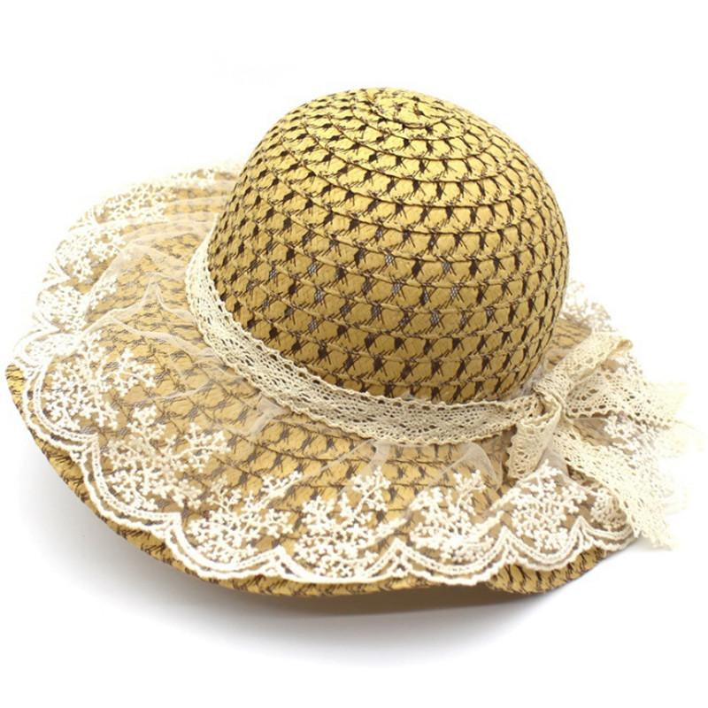 Bow Lace Straw hat For Children