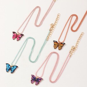 4-Pieces Butterfly Design Children's necklace For Girls