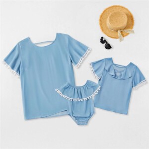 Lace Tassl T-shirt Mother Baby Clothes
