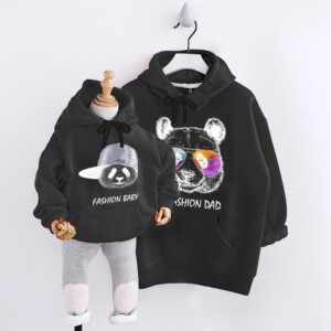 Cartoon Design Hoodie Dad Baby Clothes