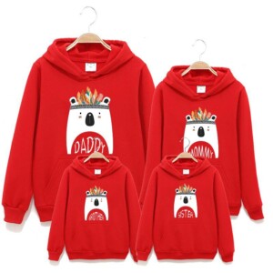 Cartoon Design Hoodie for Whole Family