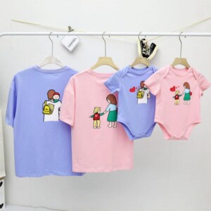 Casual Cartoon Design T-shirt for Whole Family