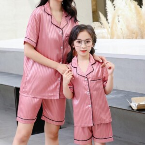2-piece Solid Pajamas Mother Baby Clothes