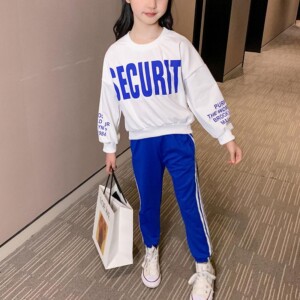 2-piece Letter Pattern Hoodie & Pants  for Girl