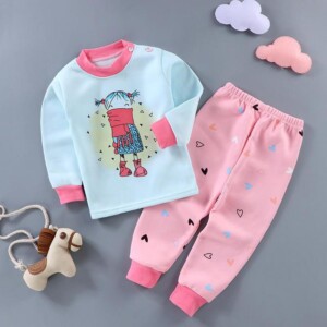 2-piece Cartoon Pattern Pajamas Sets for Toddler Girl