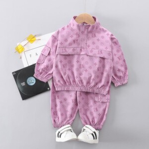 2-piece Letter Pattern Coat & Pants for Toddler Girl
