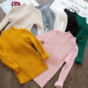 Solid Knitted Sweater for Girl