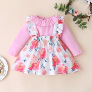 2-piece Pullover & Floral Pattern Skirt for Toddler Girl
