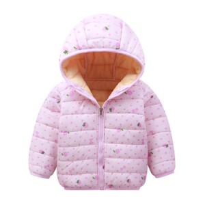 Strawberry Pattern Puffer Jacket for Toddler Girl
