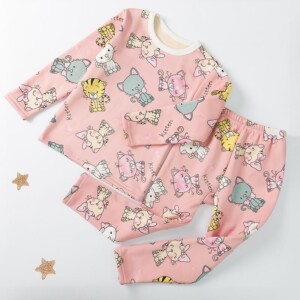 2-piece Cartoon Design Fleece-lined Pajamas Sets for Girl