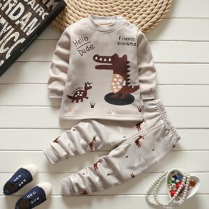 2-piece Fleece-lined Pajamas Sets for Toddler Boy