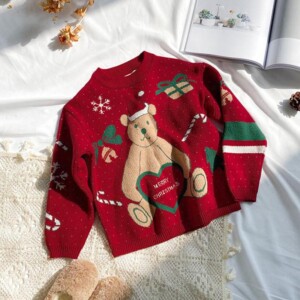 Bear Pattern Sweater for Toddler Girl