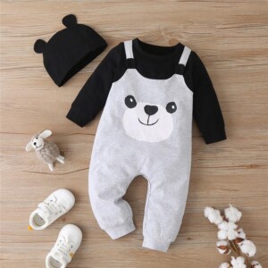 2-piece Panda Pattern Jumpsuit & Hat for Baby