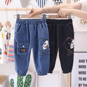 Bear Pattern Jeans for Toddler Boy