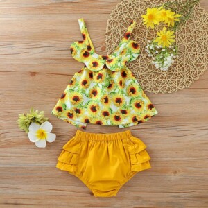 2-piece Floral Printed Tops &amp; Shorts for Baby Girl
