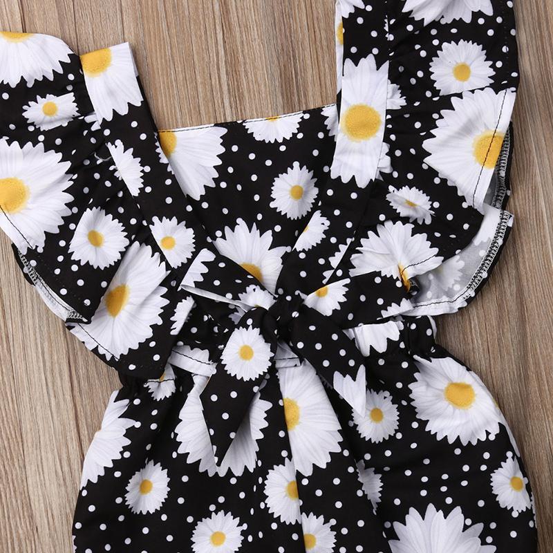 2-piece Ruffle Daisy Printed Jumpsuit for Baby Girl