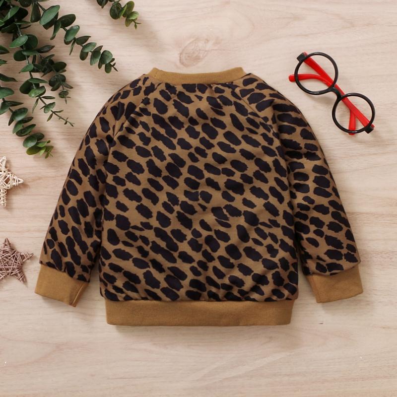 Leopard Letter Pattern Long sleeve T-shirt for Baby