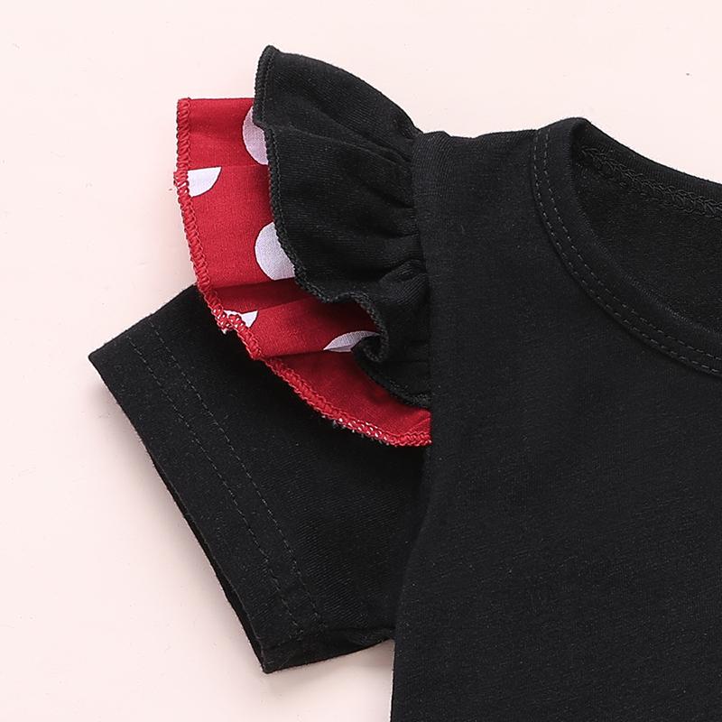 3-piece Solid Ruffle T-shirt &amp; Polka Dot Dress &amp; Headband for Toddler Girl