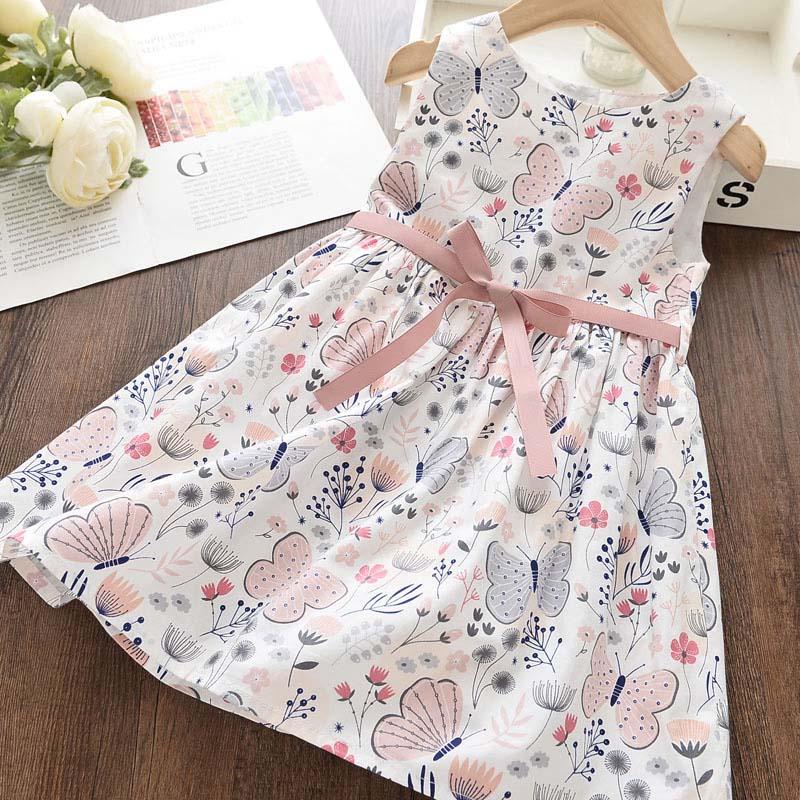 Bowknot Decor Floral Printed Dress for Toddler Girl