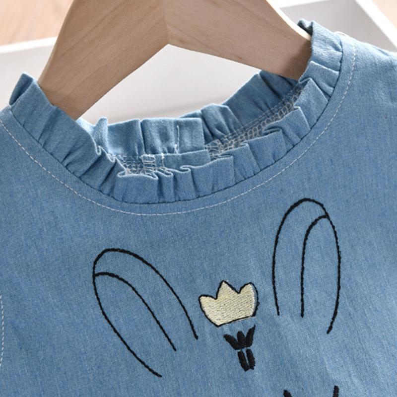Rabbit Pattern Denim Dress for Toddler Girl