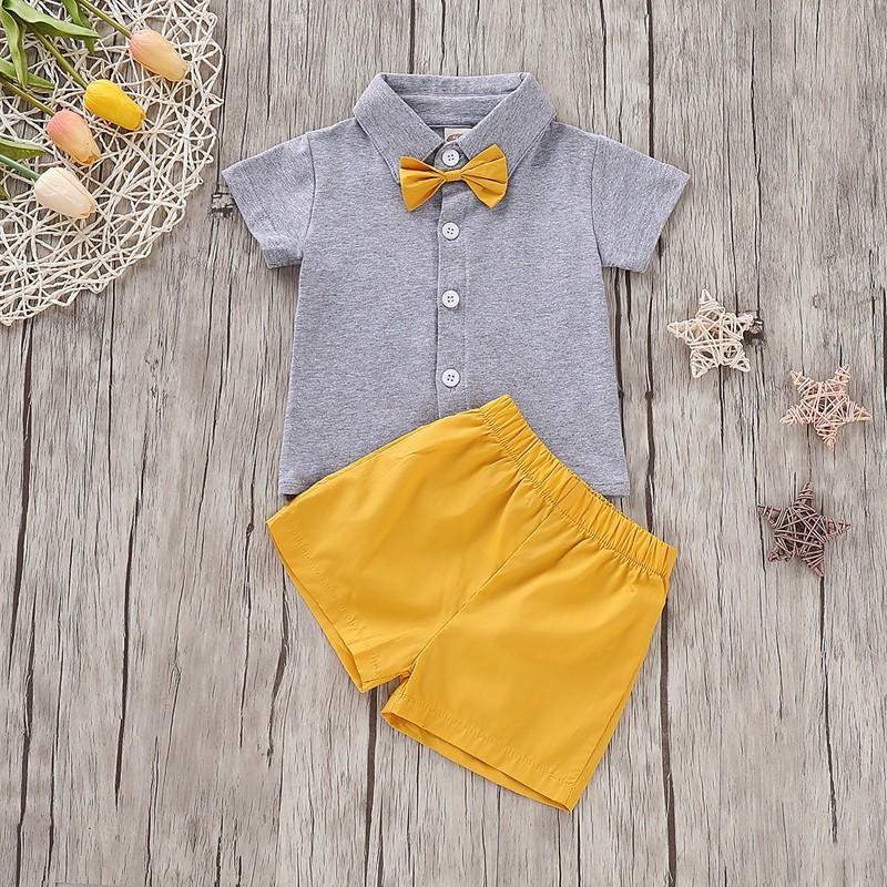 Preppy Style Short-sleeve T-shirt with Bowknot and Pants Set