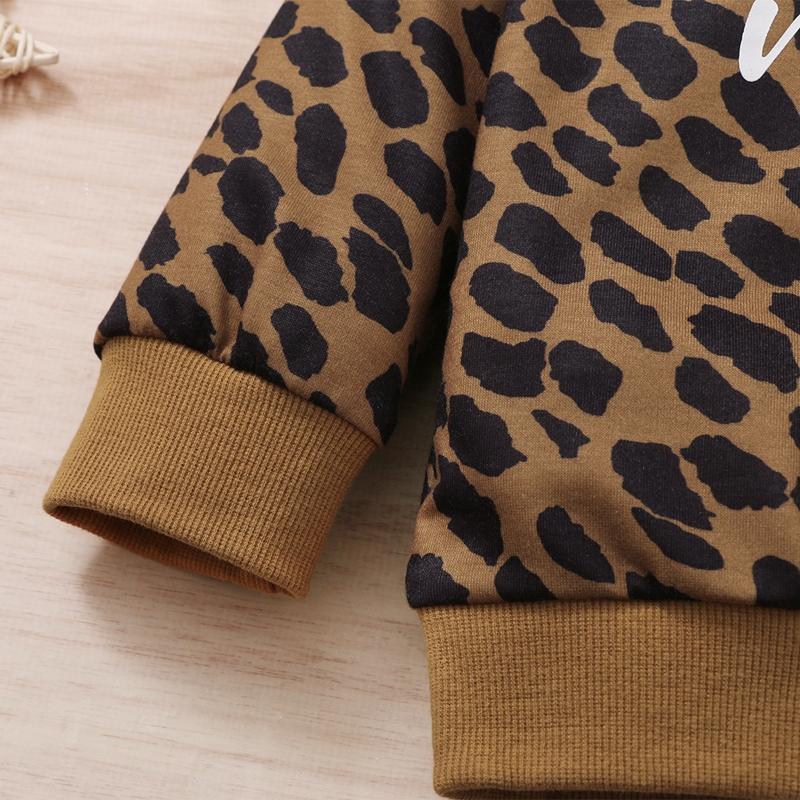 Leopard Letter Pattern Long sleeve T-shirt for Baby