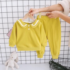 2pcs Toddler Girl Set Navy Shirt &amp; Pants