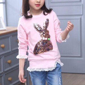 Girl Clothes Rabbit Pattern Sweatshirt