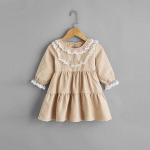 Lace Ruffle Suede Dress for Baby Girl