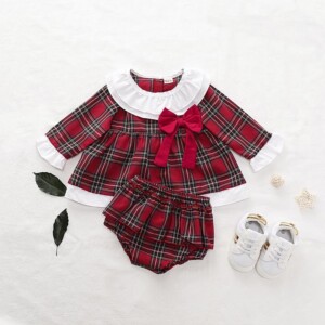 2-piece Plaid Dress &amp; Shorts for Baby Girl