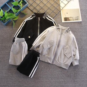 2-piece Sporty Striped Coat &amp; Pants for Toddler Boy