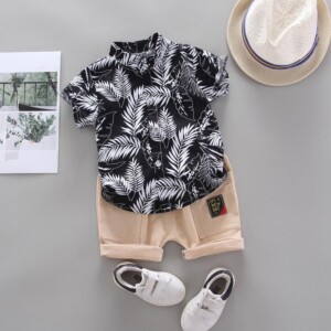 2-piece Feather Pattern T-shirt &amp; Shorts for Toddler Boy