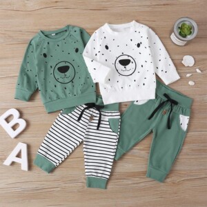 2-piece Bear Pattern Long Sleeve T-shirt &amp; Pants for Toddler Boy