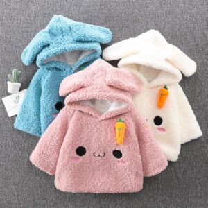 Rabbit Pattern Fleece Coat for Toddler Girl