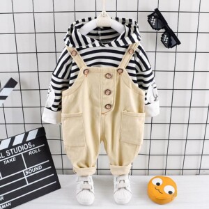 2-piece Striped Hoodie &amp; Braces for Toddler Boy