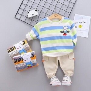 2-piece Bear Pattern Sweatshirts &amp; Pants for Toddler Boy