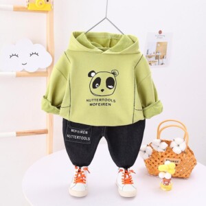 2-piece Panda Pattern Hoodie &amp; Pants for Toddler Boy