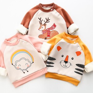 Animal Pattern Fleece-lined Sweatshirt for Toddler Girl