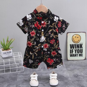 2-piece Floral Short Sleeve Shirt &amp; Floral Shorts for Toddler Boy