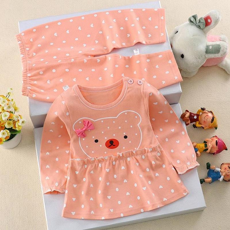 2-piece Bear Pattern Suit for Baby Girl