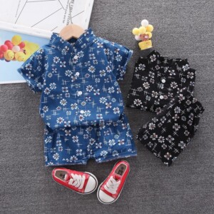 2-piece Floral Short Sleeve Shirt &amp; Floral Shorts for Toddler Boy