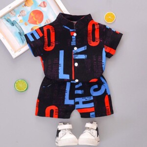 2-piece Letter Pattern Short Sleeve Shirt &amp; Shorts for Toddler Boy