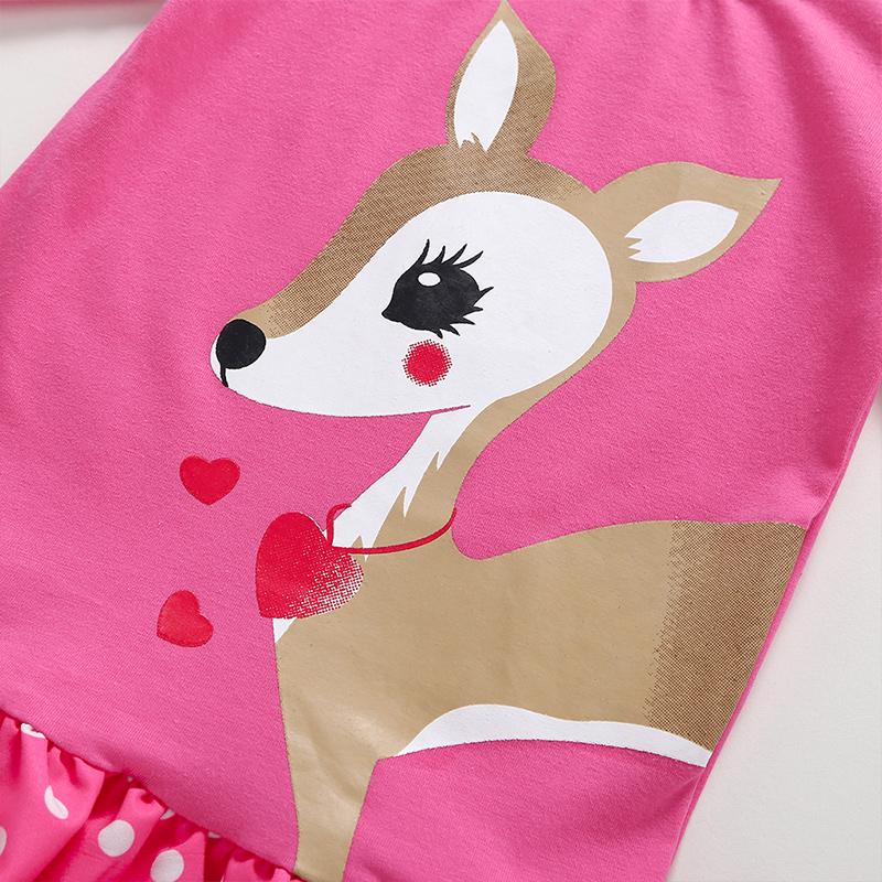 2-piece Cartoon Deer Pattern Dress &amp; Headband for Toddler Girl