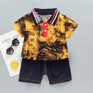 2-piece Gradient Polo Shirt &amp; Shorts for Toddler Boy