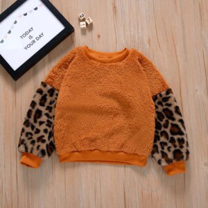 Leopard Plush Sweatshirt for Toddler Girl