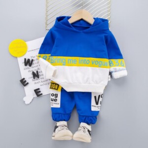 2-piece Color-block Hoodie &amp; Pants for Toddler Boy