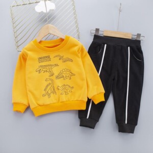 2-piece Dinosaur Pattern Sweatshirt &amp; Pants for Toddler Boy