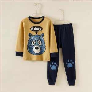 2-piece Bear Pattern Pajamas Sets for Toddler Boy