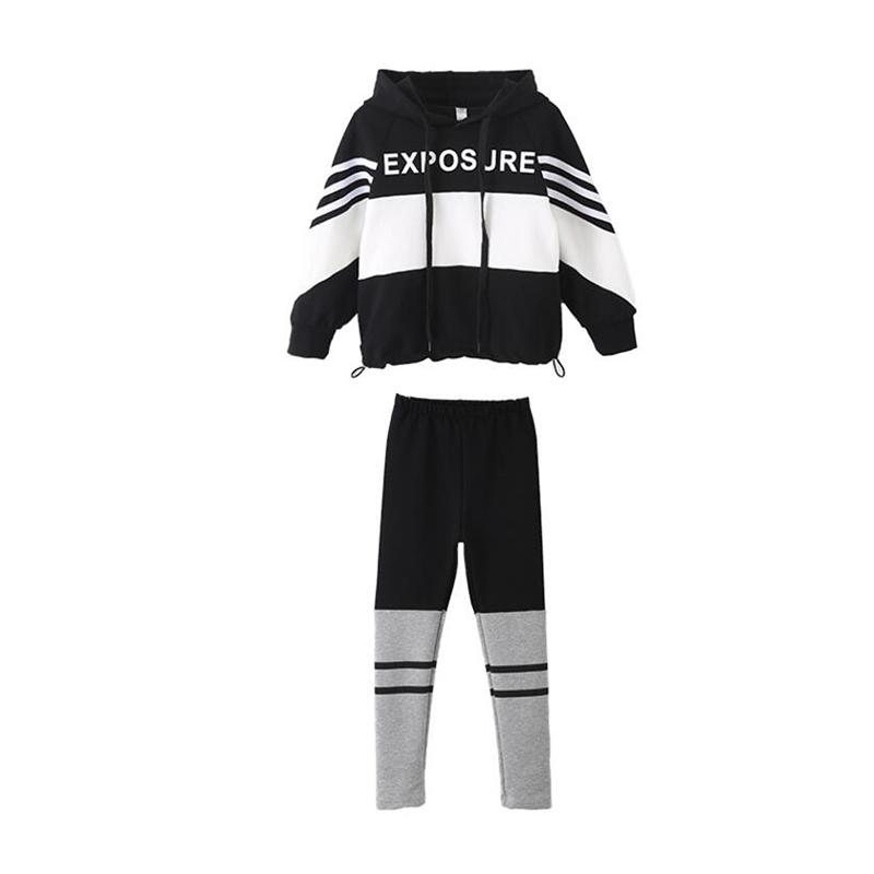 2-piece Color-block Hoodie &amp; Pants for Girl